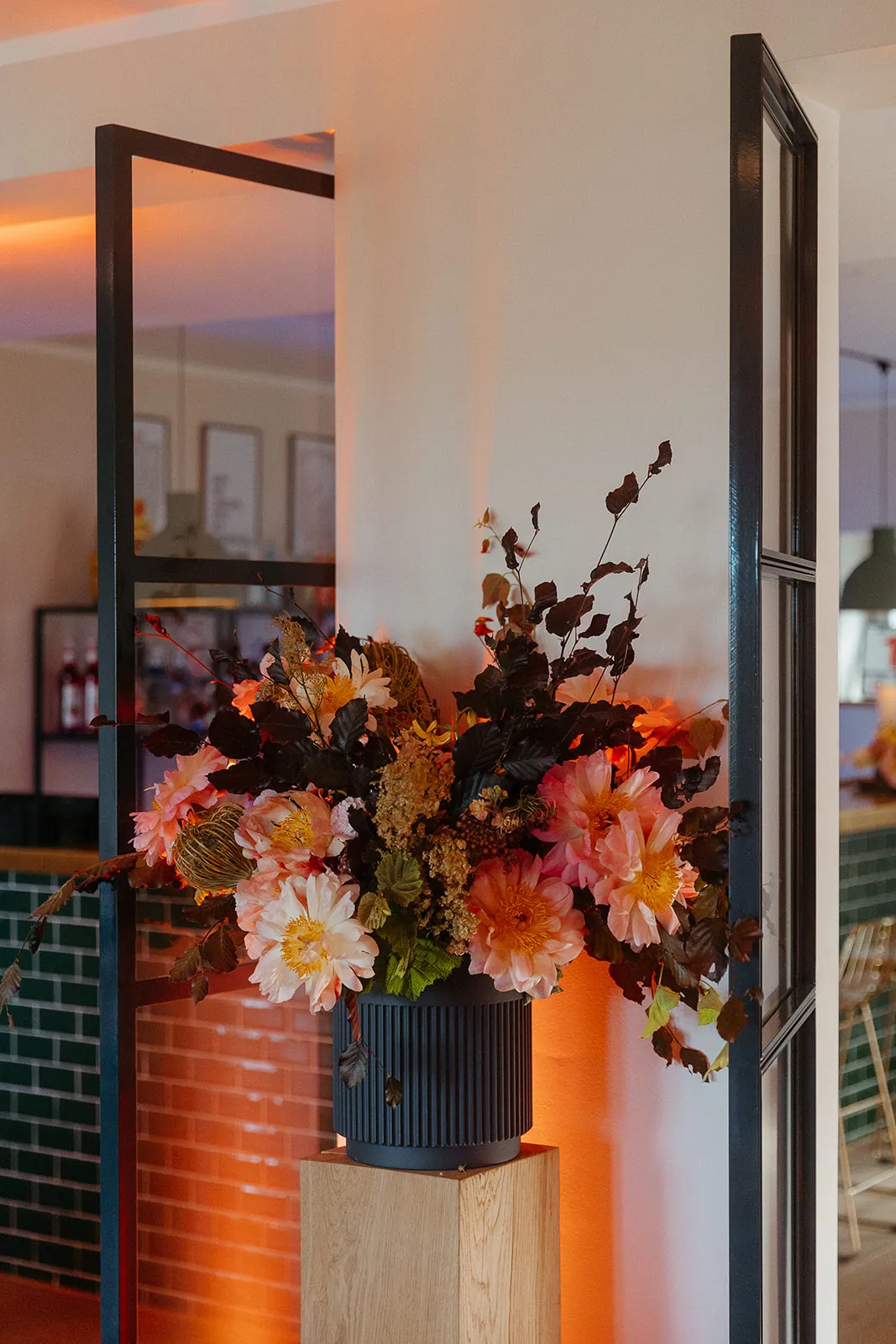 Floral decoration at an entrance
