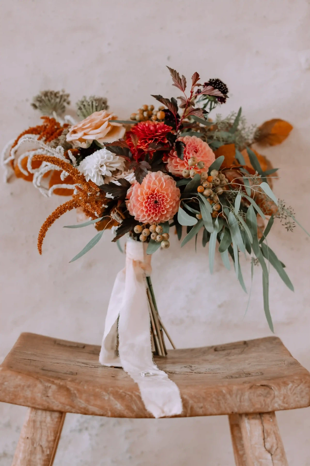 Bridal bouquet with white and pink flowers