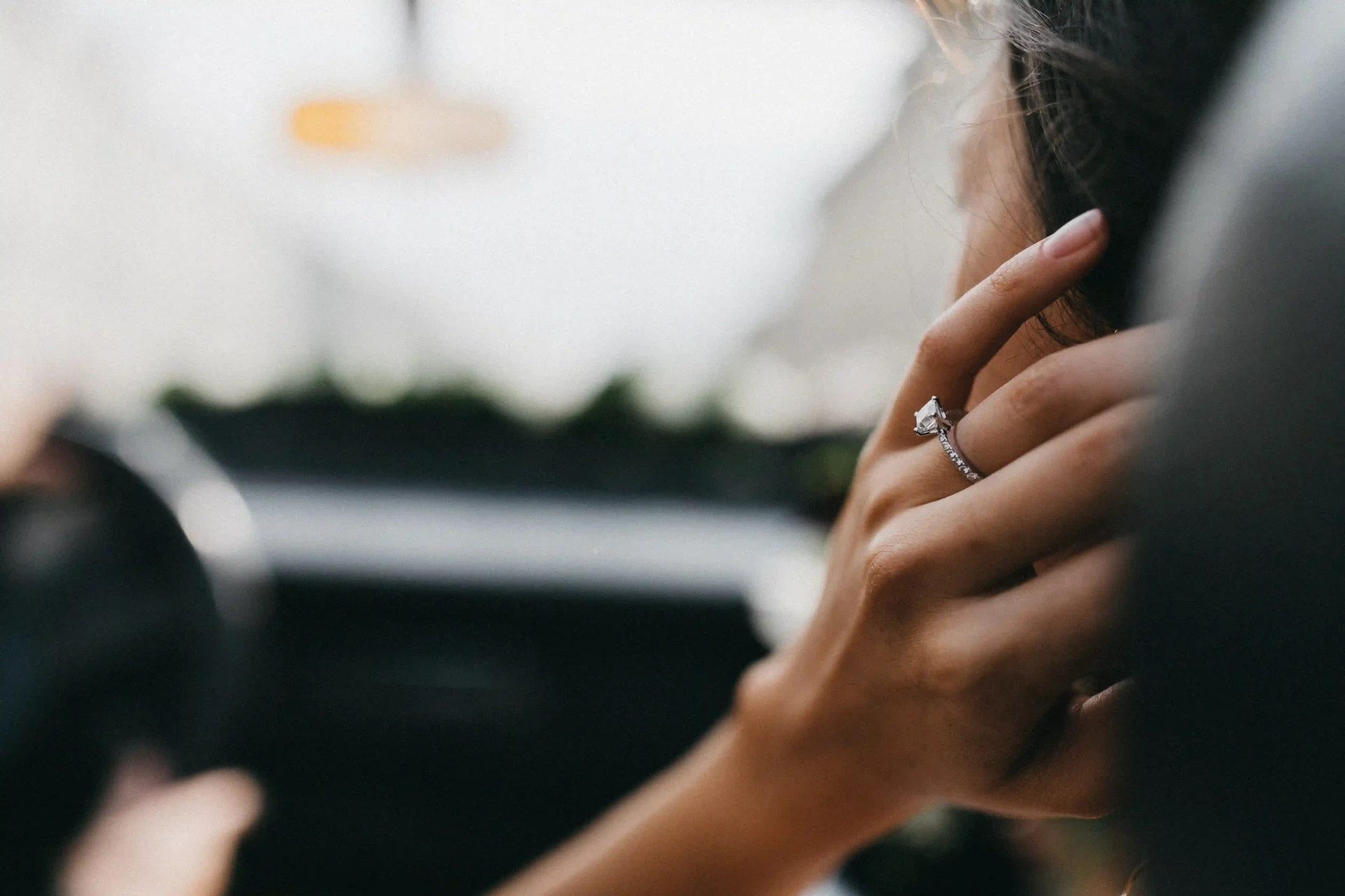 Close-up of two hands during the wedding