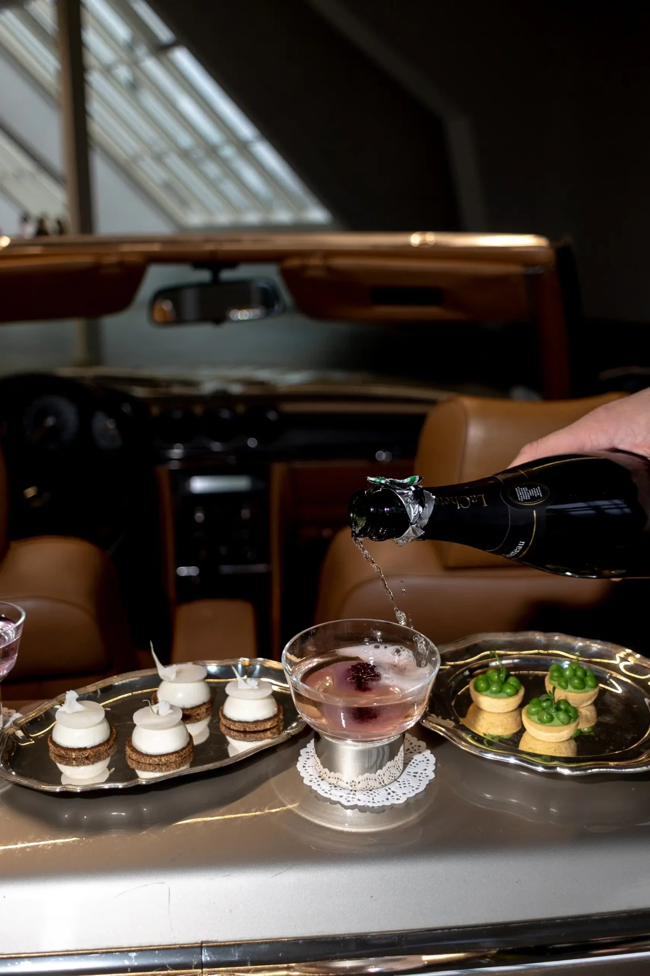 Small desserts and drinks on a table