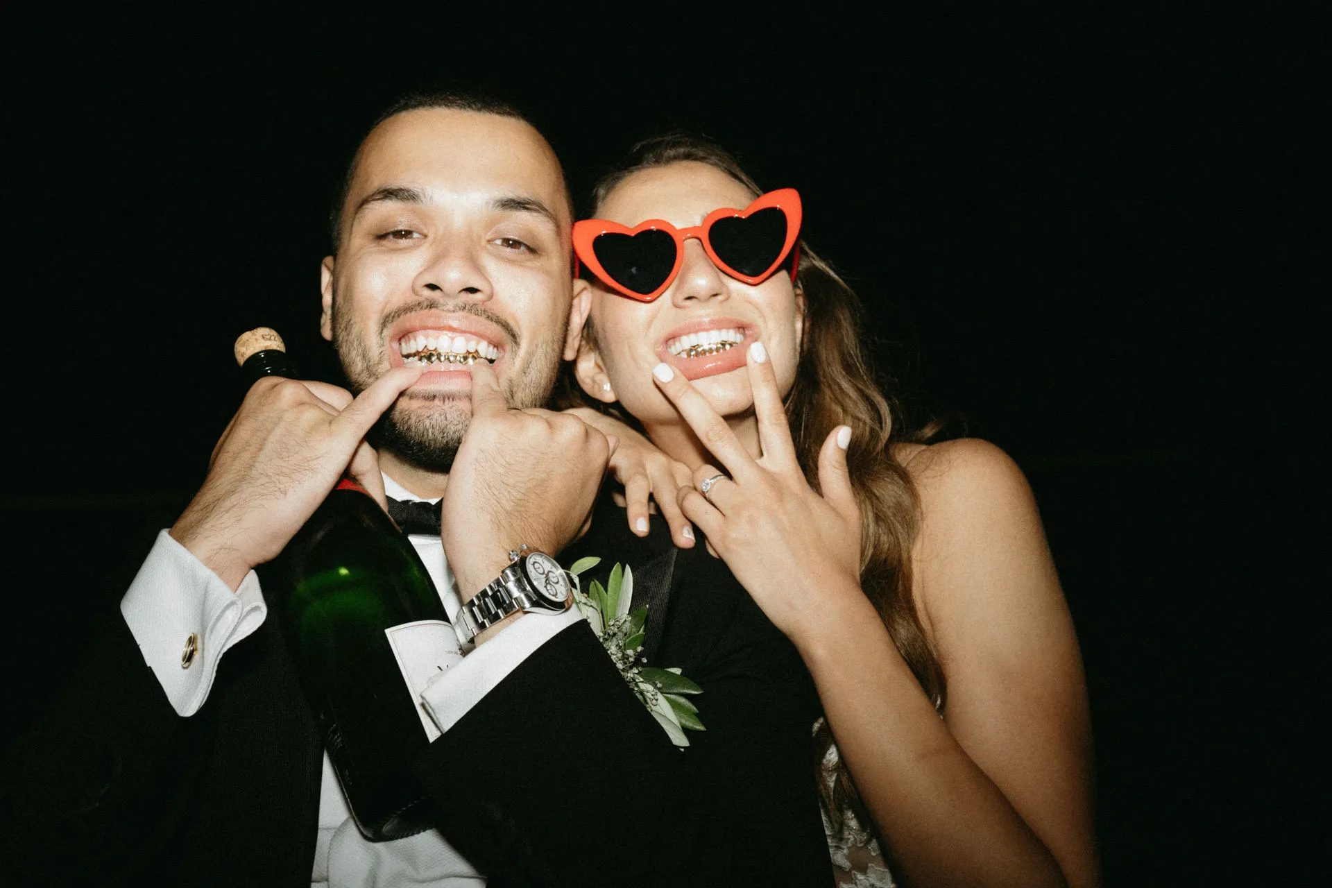 Wedding guests celebrating on the dance floor